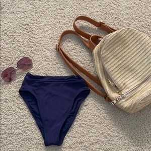 LSpace Navy Blue High Wasted Bikini Bottoms